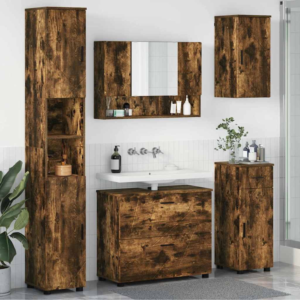 Ensemble de mobilier de salle de bain 5 pc Chêne fumé