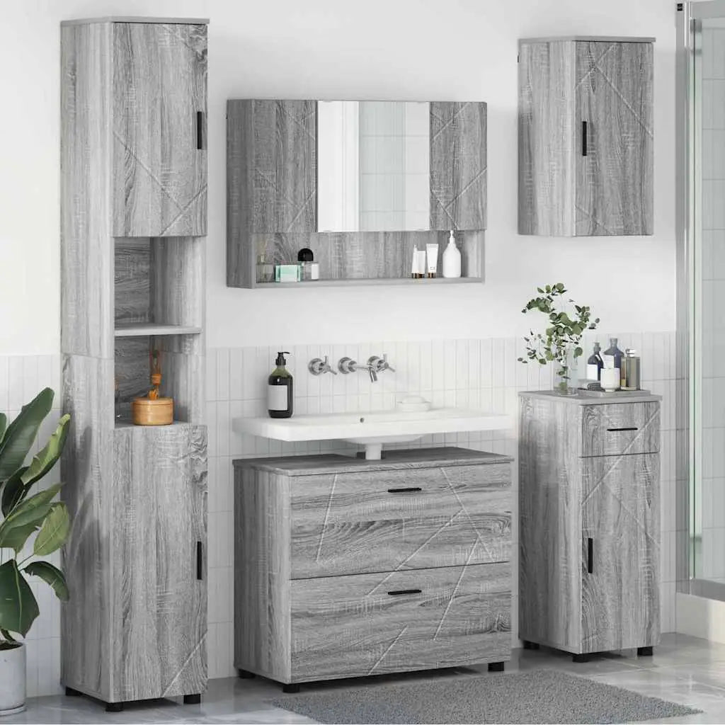 Ensemble de mobilier de salle de bain 5 pc Gris Sonoma - XIOS