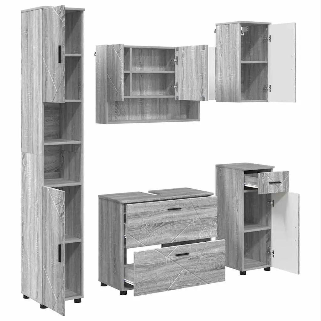 Ensemble de mobilier de salle de bain 5 pc Gris Sonoma - XIOS