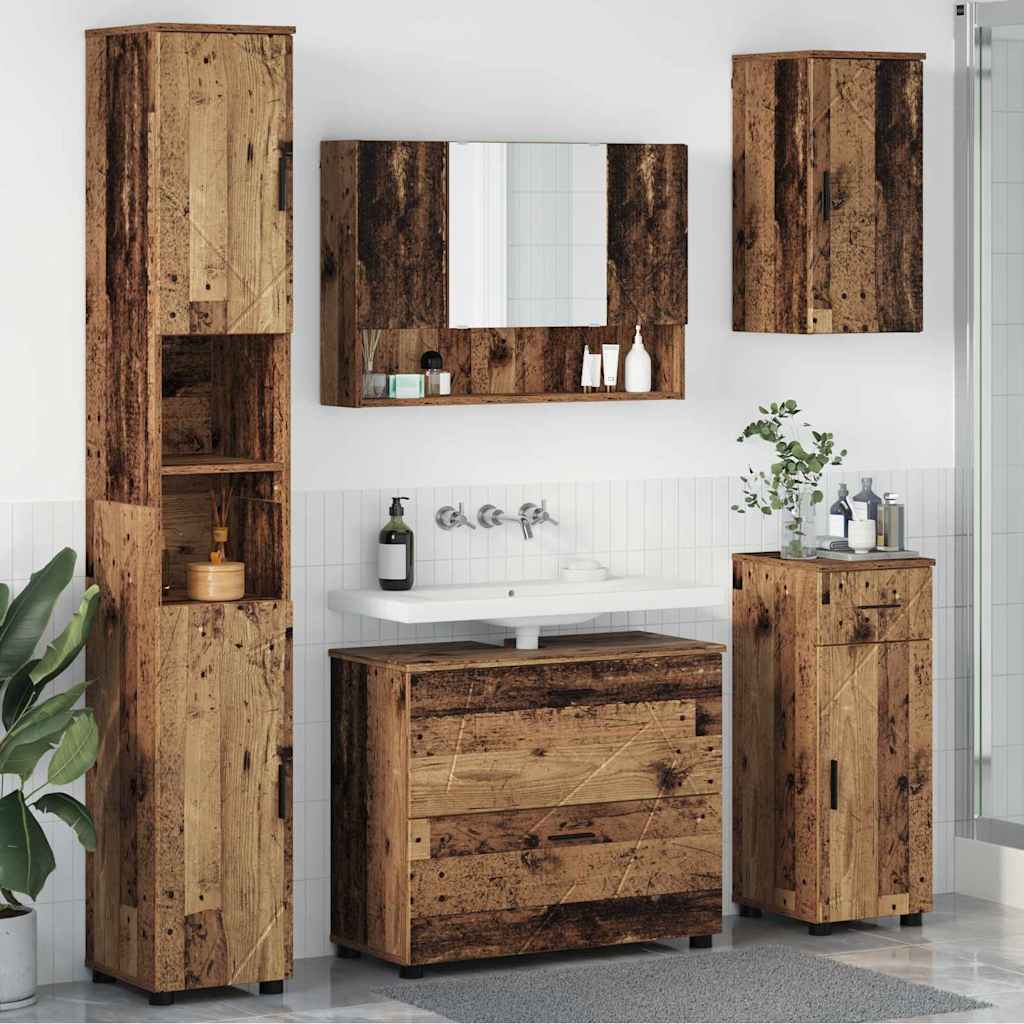 Ensemble de mobilier de salle de bain 5 pc Bois Ancien