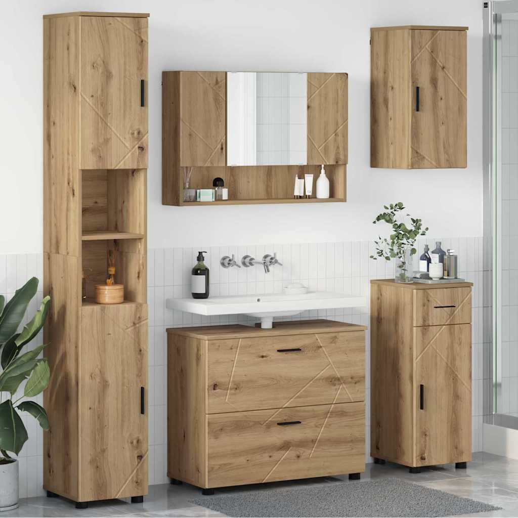 Ensemble de mobilier de salle de bain 5 pc Chêne artisanal