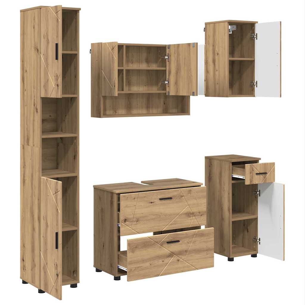 Ensemble de mobilier de salle de bain 5 pc Chêne artisanal