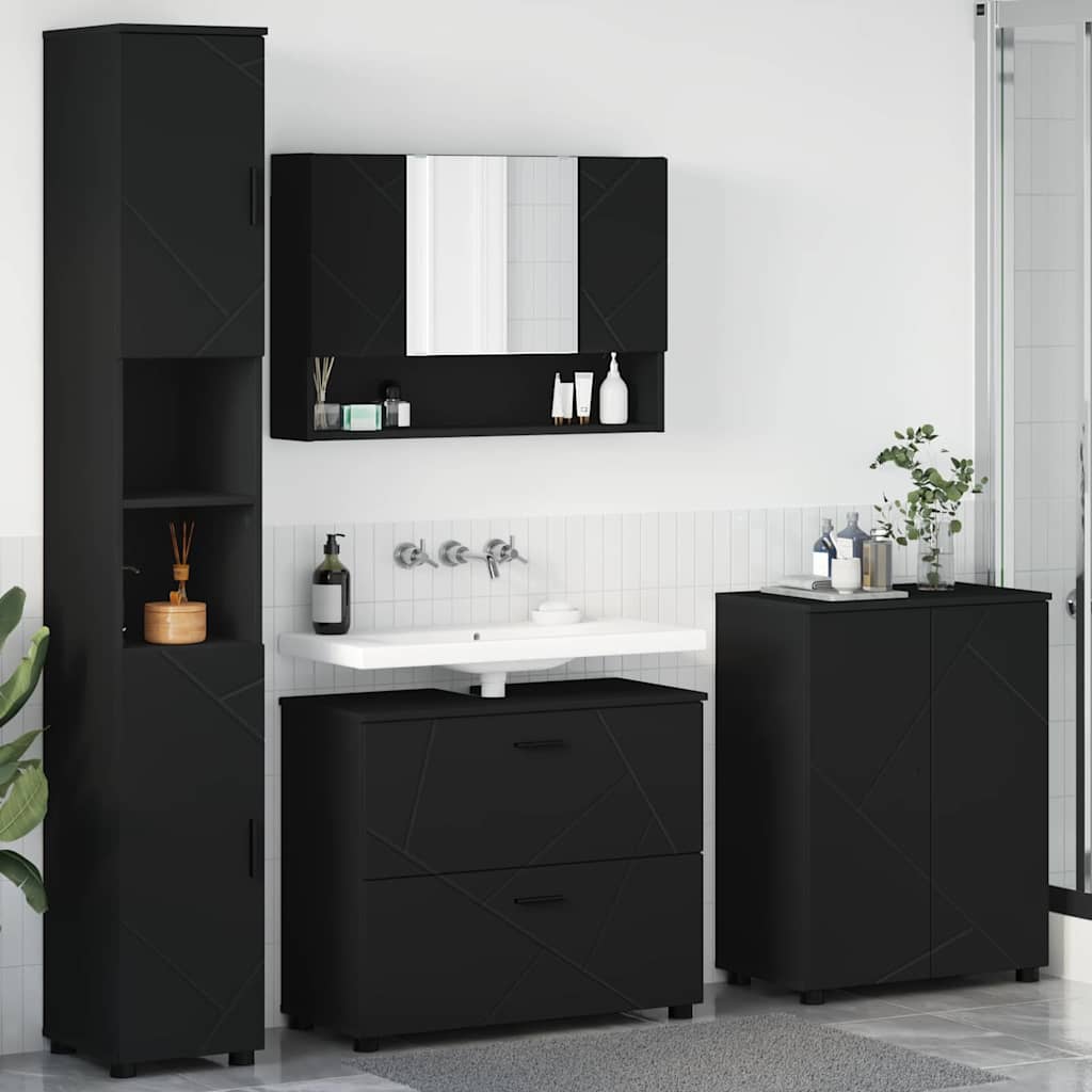 Ensemble de mobilier de salle de bain 4 pc Noir
