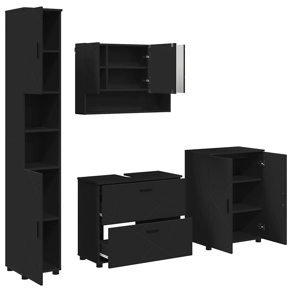 Ensemble de mobilier de salle de bain 4 pc Noir