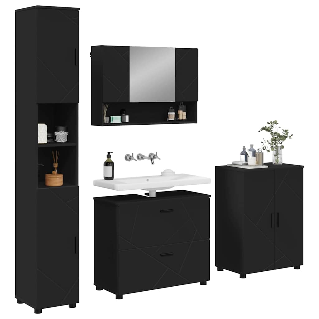 Ensemble de mobilier de salle de bain 4 pc Noir