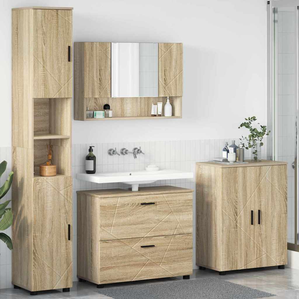 Ensemble de mobilier de salle de bain 4 pc Chêne Sonoma