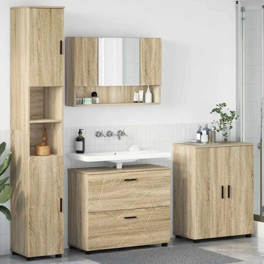 Ensemble de mobilier de salle de bain 4 pc Chêne Sonoma - XIOS