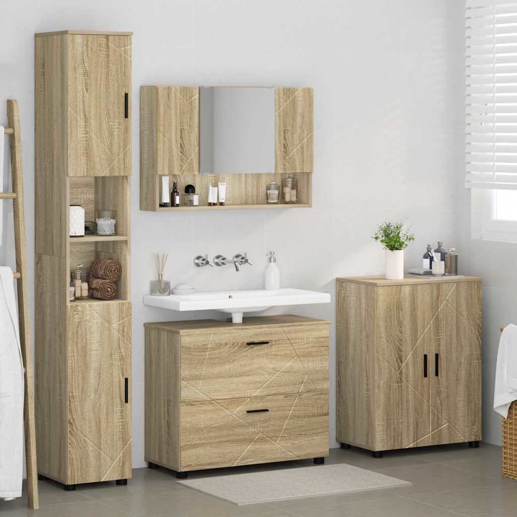 Ensemble de mobilier de salle de bain 4 pc Chêne Sonoma