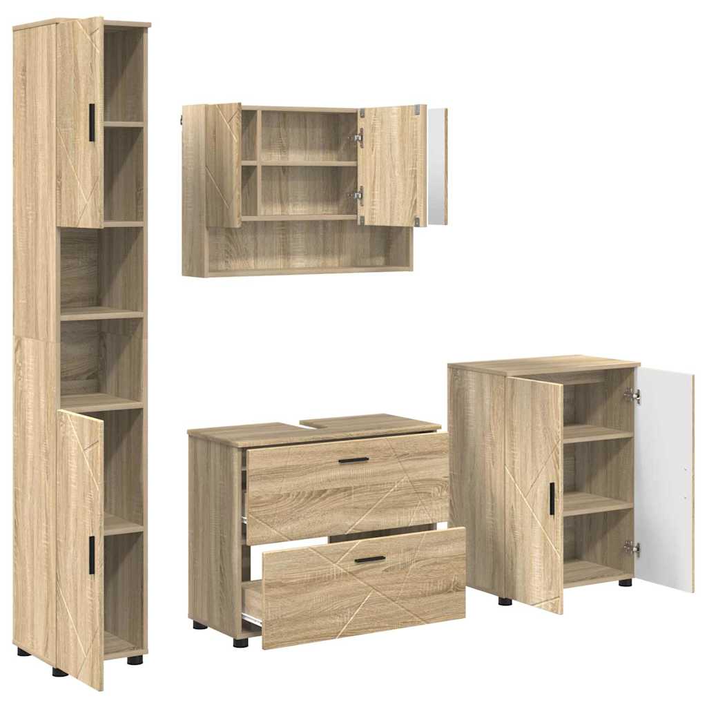 Ensemble de mobilier de salle de bain 4 pc Chêne Sonoma
