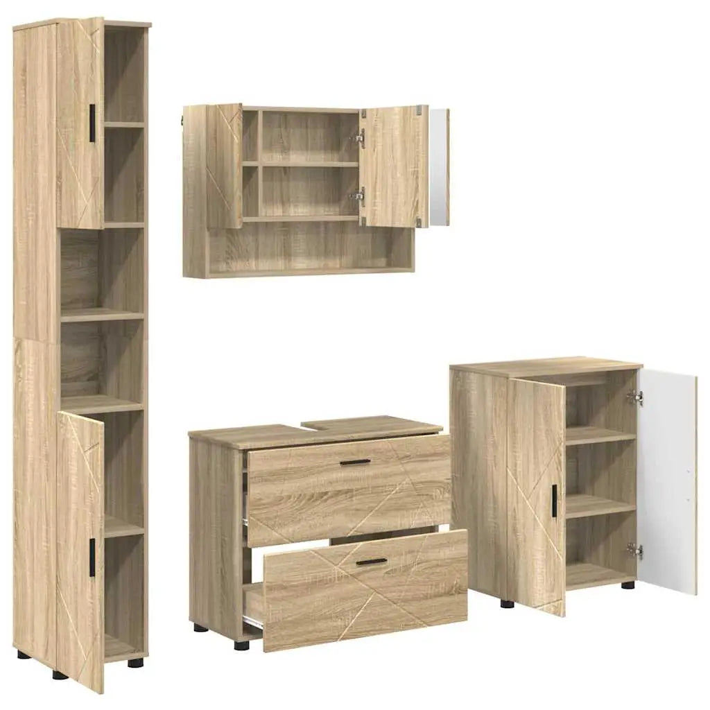 Ensemble de mobilier de salle de bain 4 pc Chêne Sonoma - XIOS