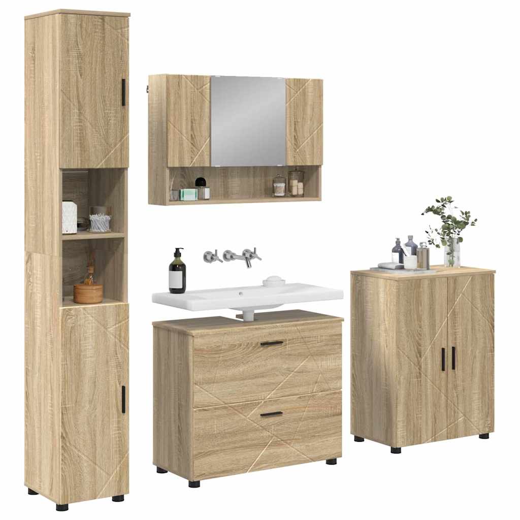 Ensemble de mobilier de salle de bain 4 pc Chêne Sonoma
