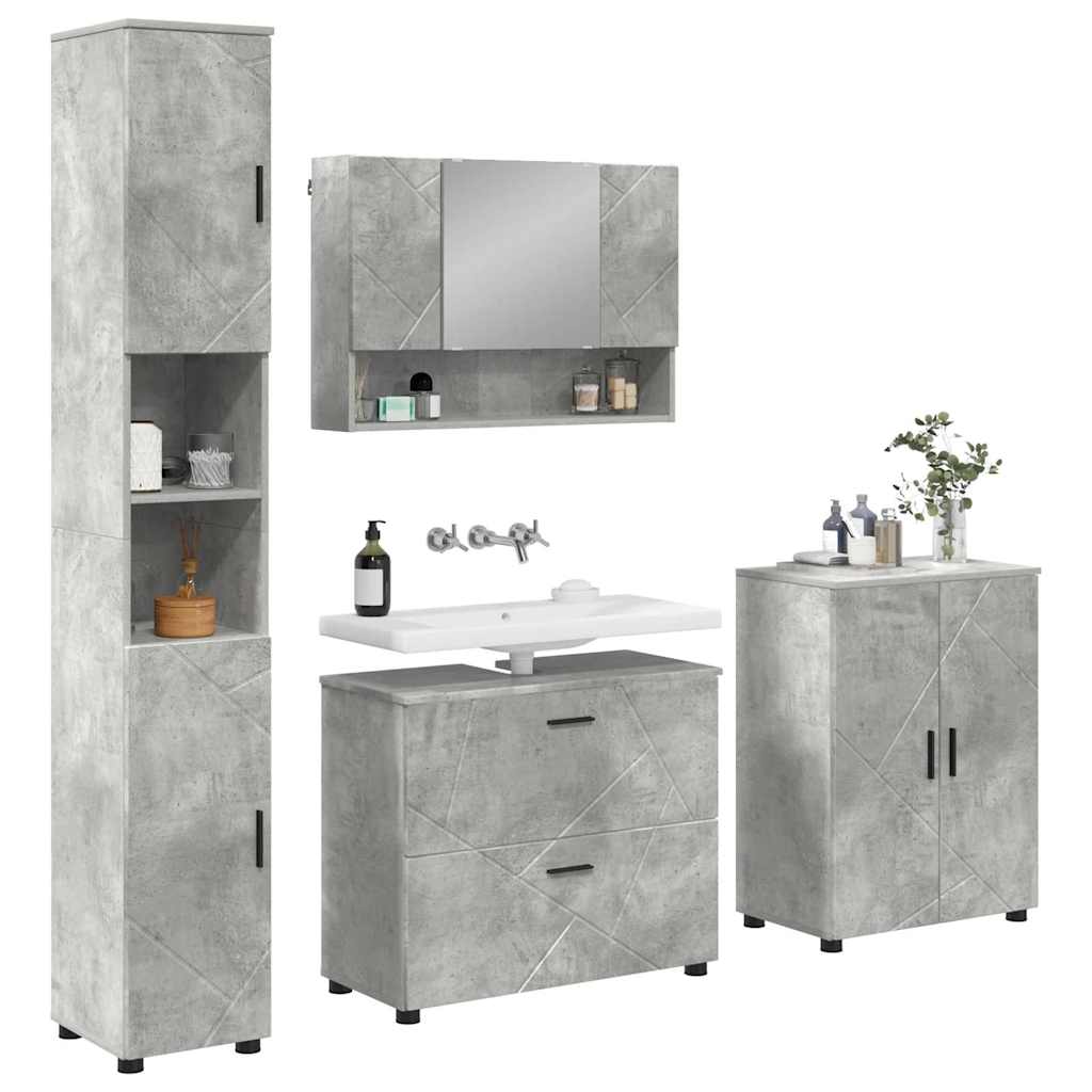 Ensemble de mobilier de salle de bain 4 pc Gris béton