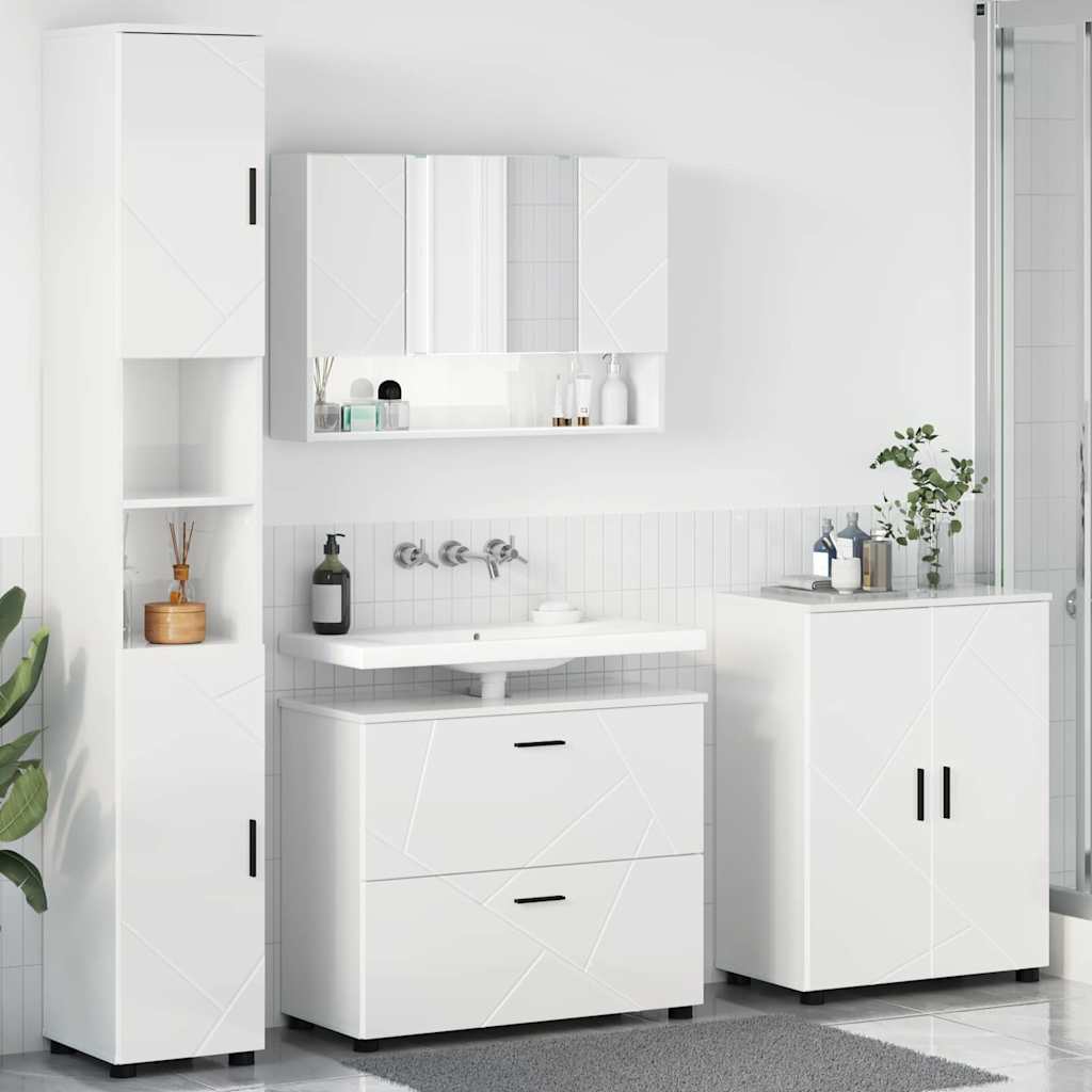 Ensemble de mobilier de salle de bain 4 pc Blanc brillant - XIOS