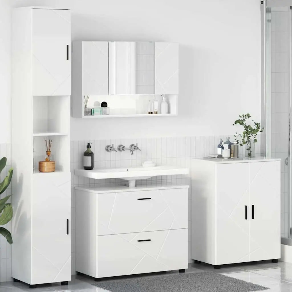 Ensemble de mobilier de salle de bain 4 pc Blanc brillant - XIOS