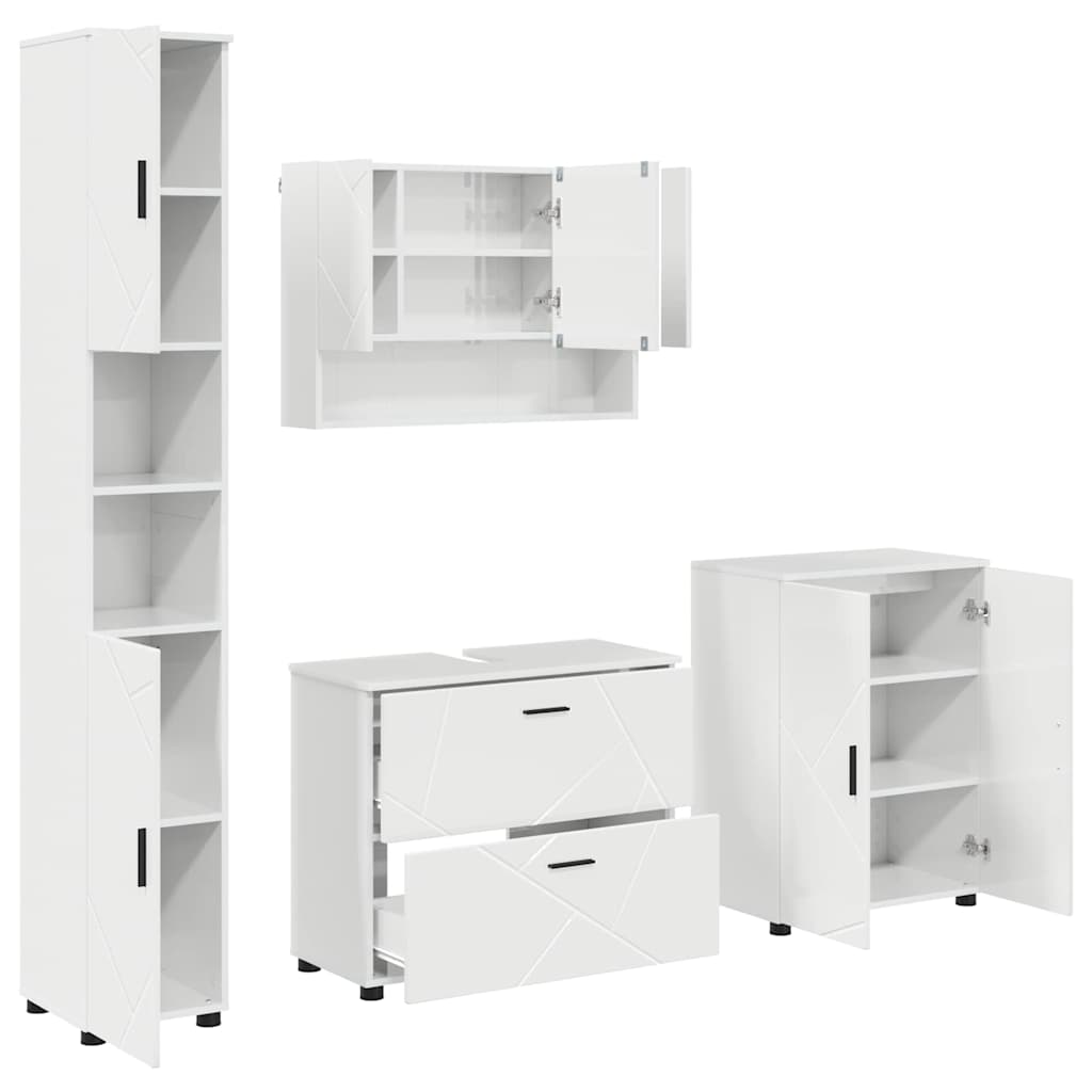 Ensemble de mobilier de salle de bain 4 pc Blanc brillant - XIOS