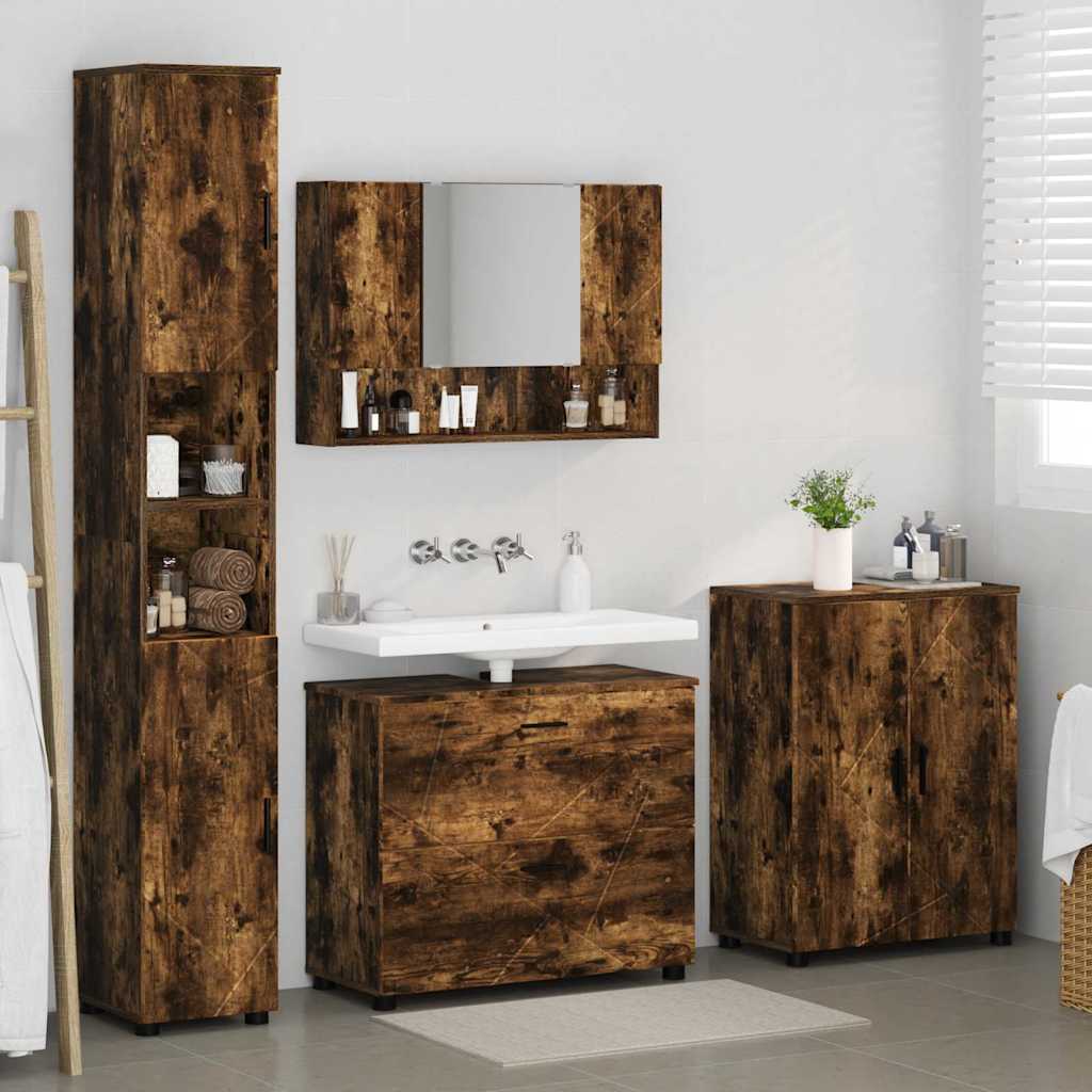 Ensemble de mobilier de salle de bain 4 pc Chêne fumé