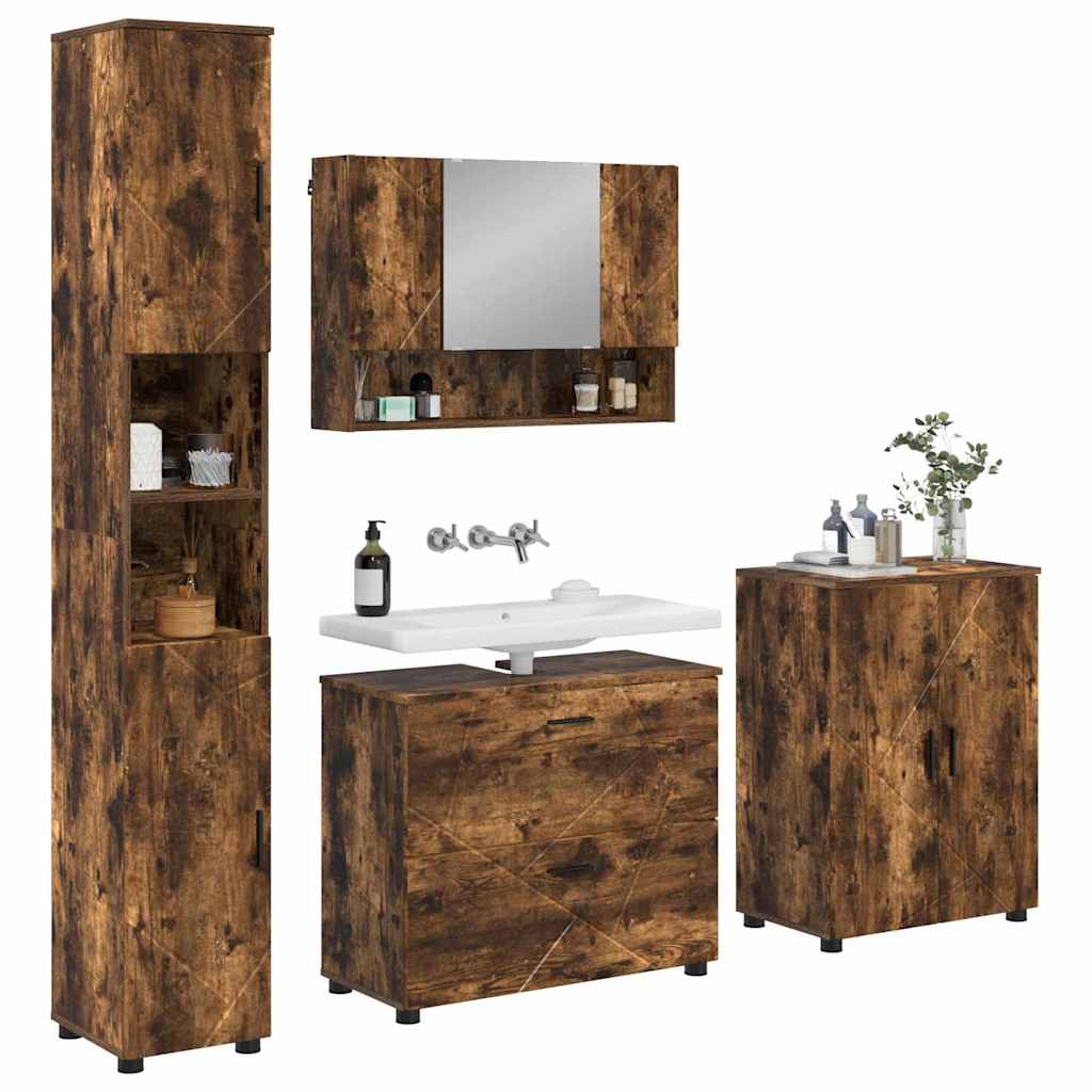Ensemble de mobilier de salle de bain 4 pc Chêne fumé