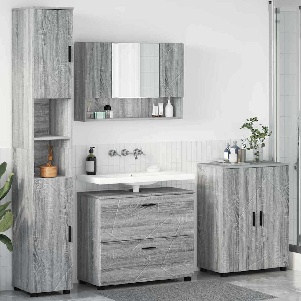 Ensemble de mobilier de salle de bain 4 pc Gris Sonoma - XIOS