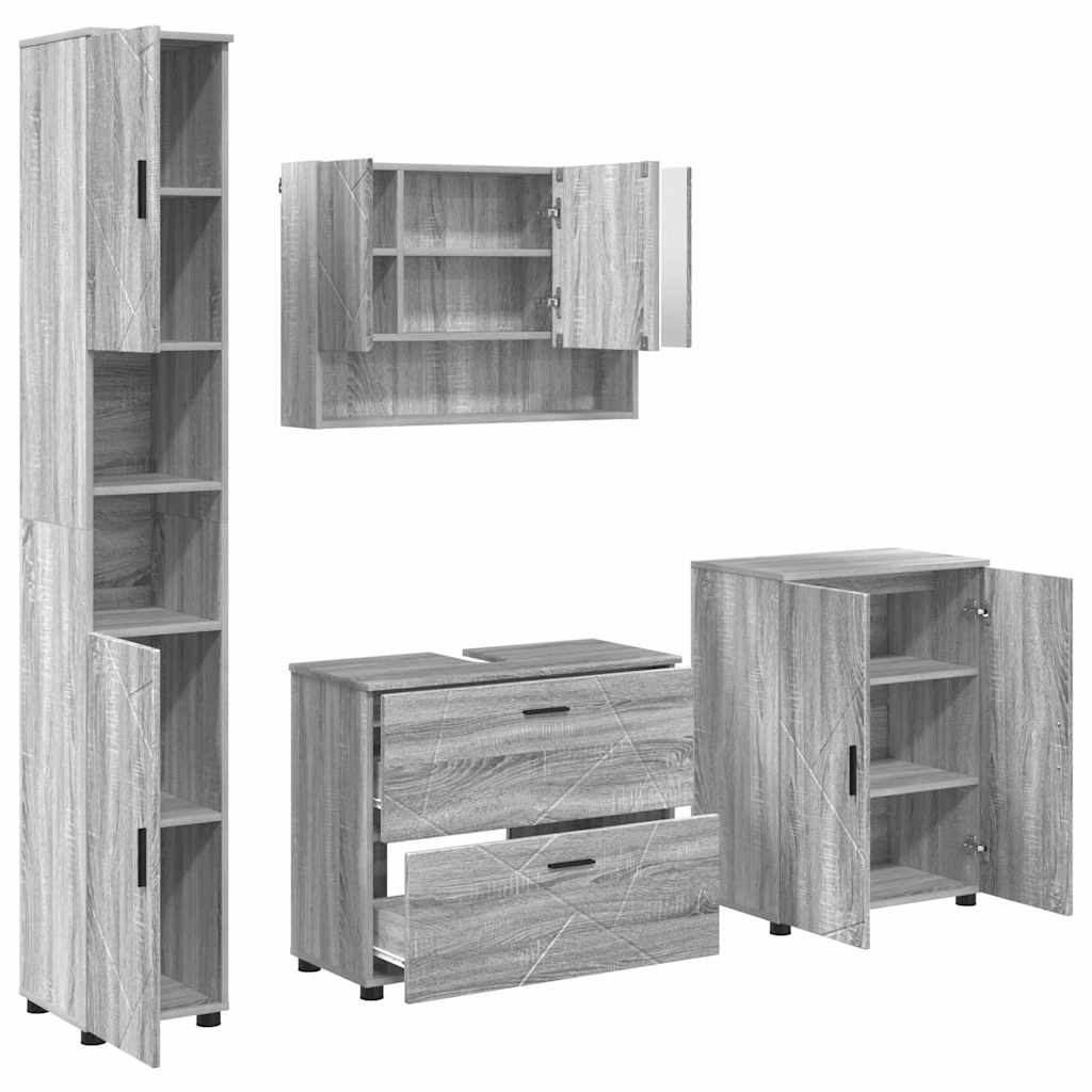 Ensemble de mobilier de salle de bain 4 pc Gris Sonoma - XIOS
