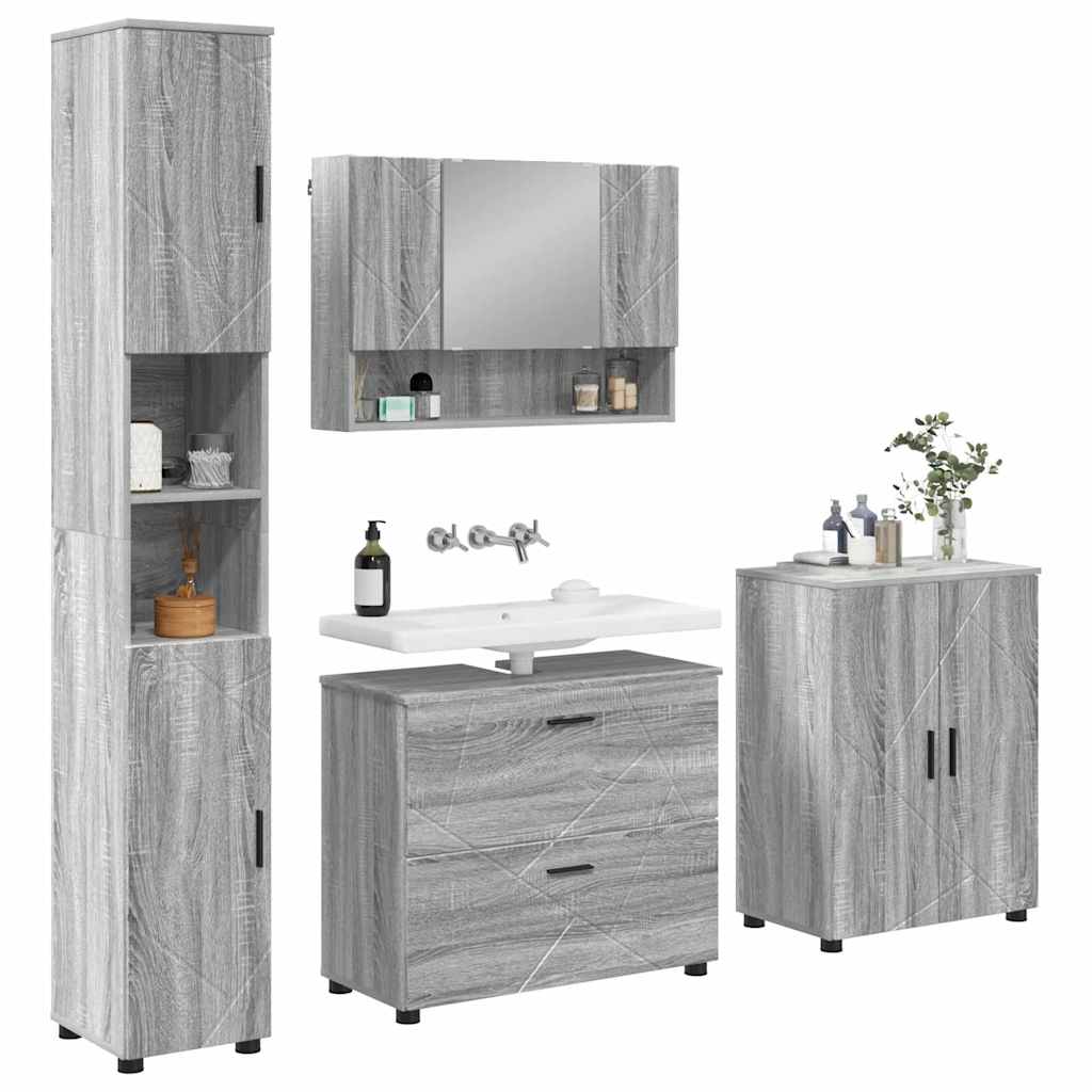 Ensemble de mobilier de salle de bain 4 pc Gris Sonoma