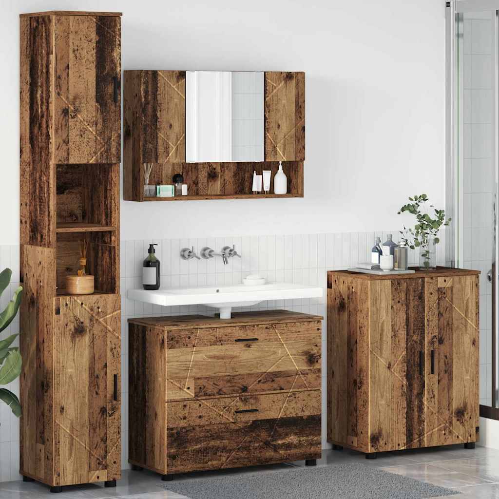 Ensemble de mobilier de salle de bain 4 pc Bois Ancien