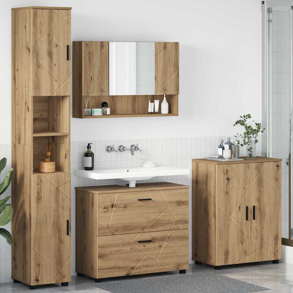 Ensemble de mobilier de salle de bain 4 pc Chêne artisanal - XIOS
