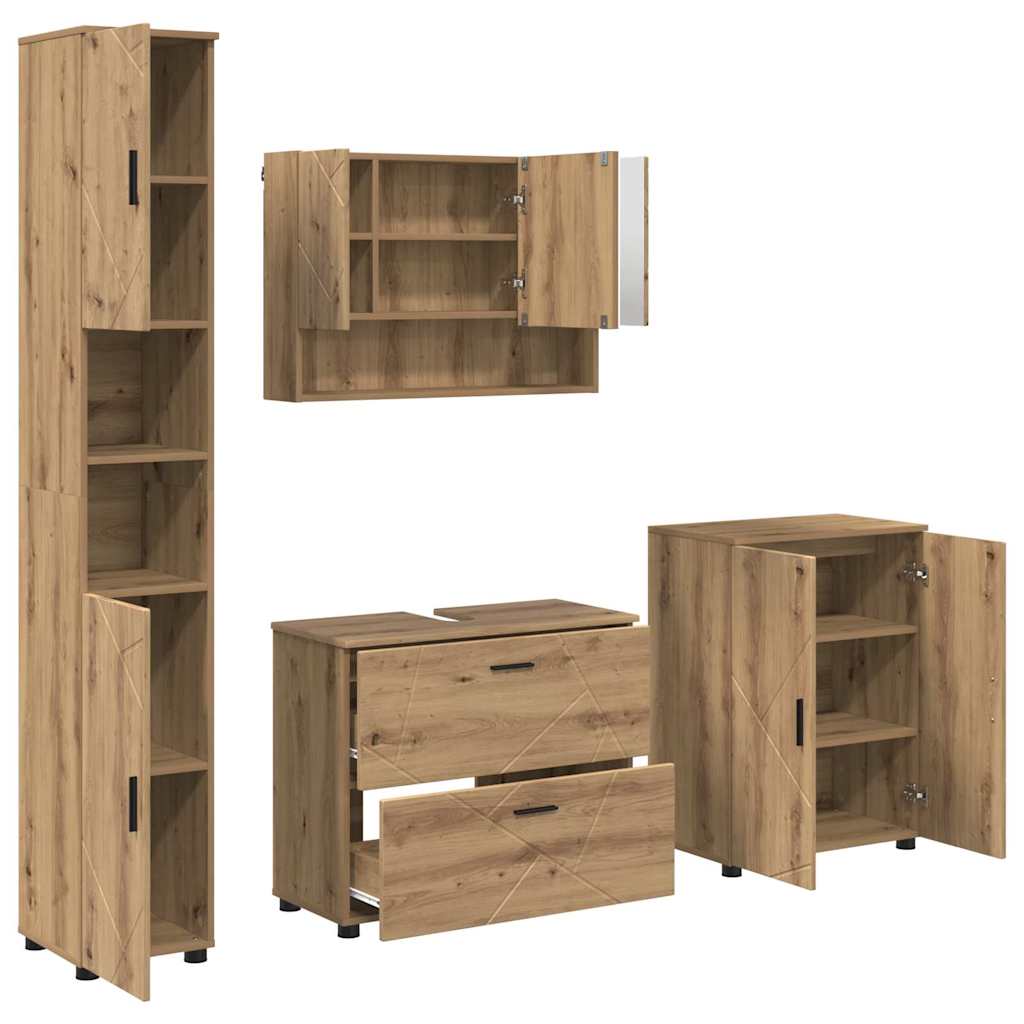 Ensemble de mobilier de salle de bain 4 pc Chêne artisanal - XIOS