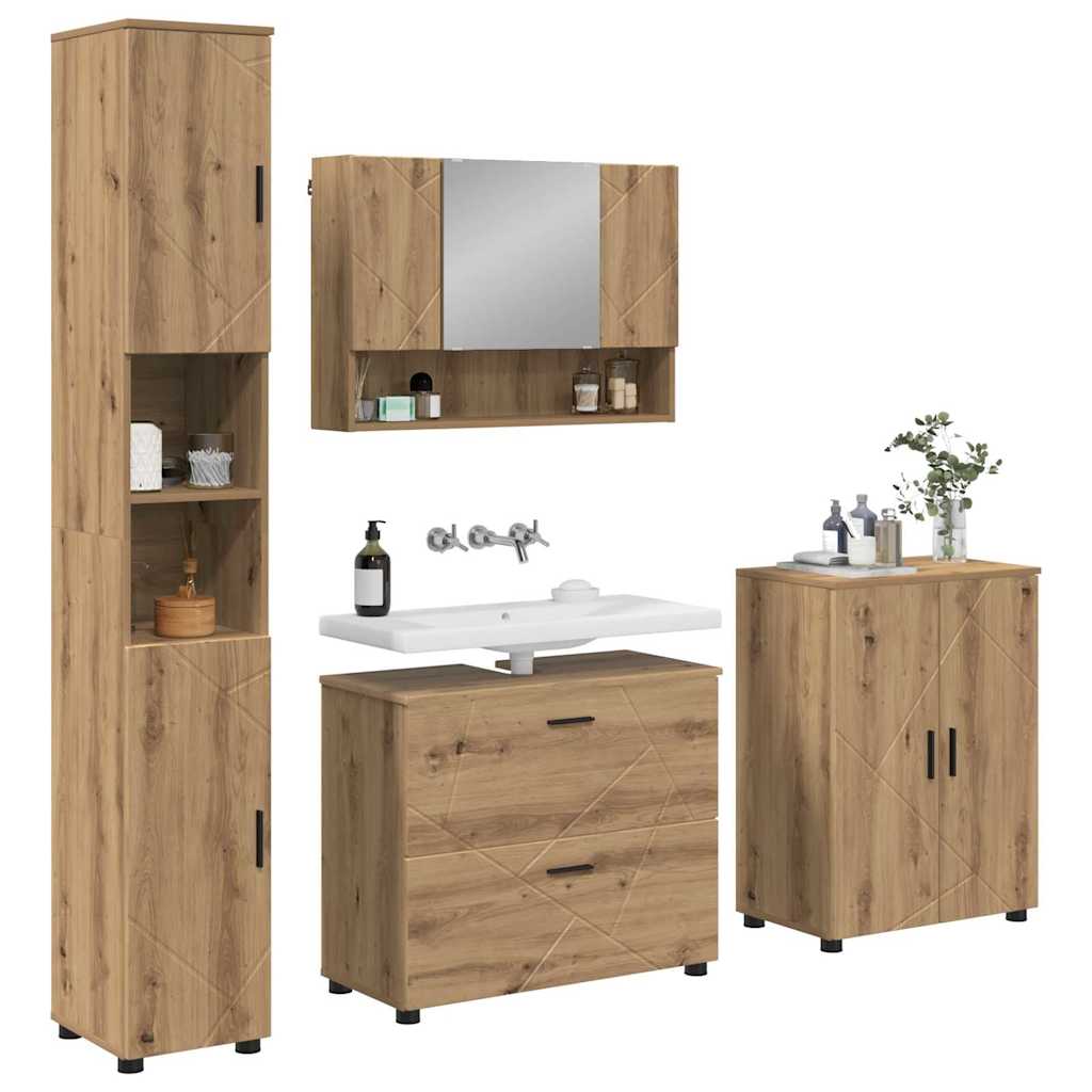 Ensemble de mobilier de salle de bain 4 pc Chêne artisanal