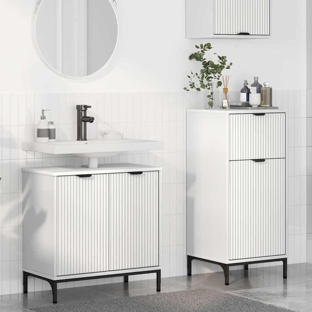 Ensemble de mobilier de salle de bain 2 pièces Blanc