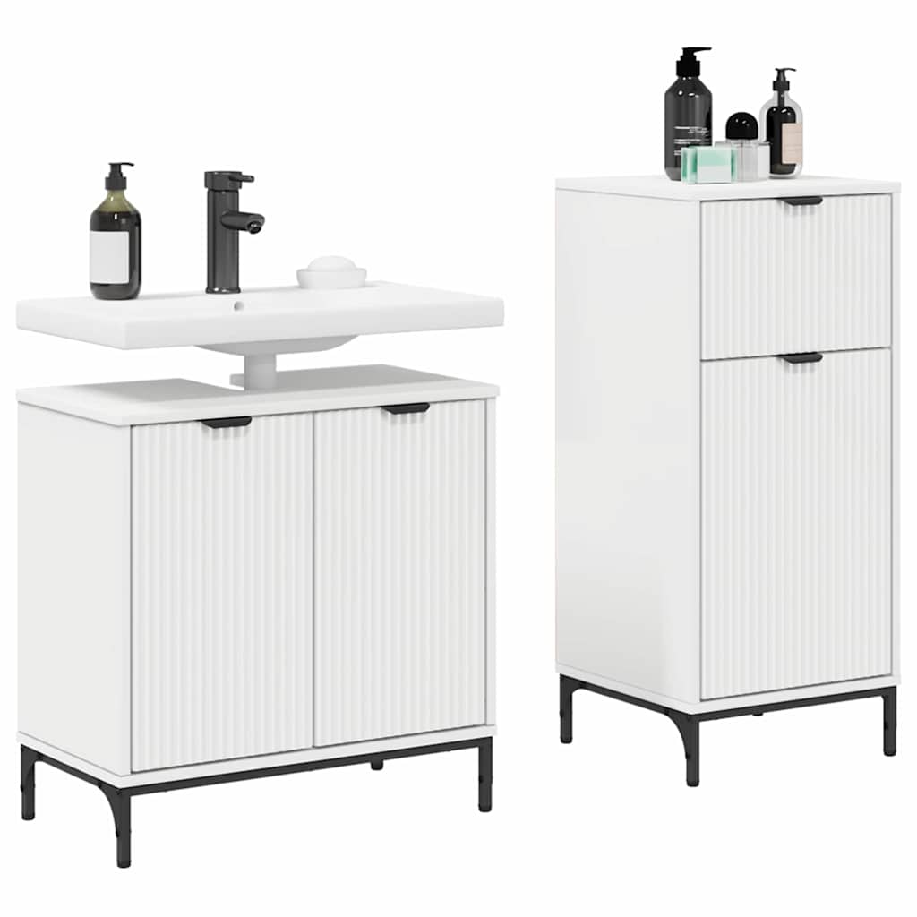 Ensemble de mobilier de salle de bain 2 pièces Blanc