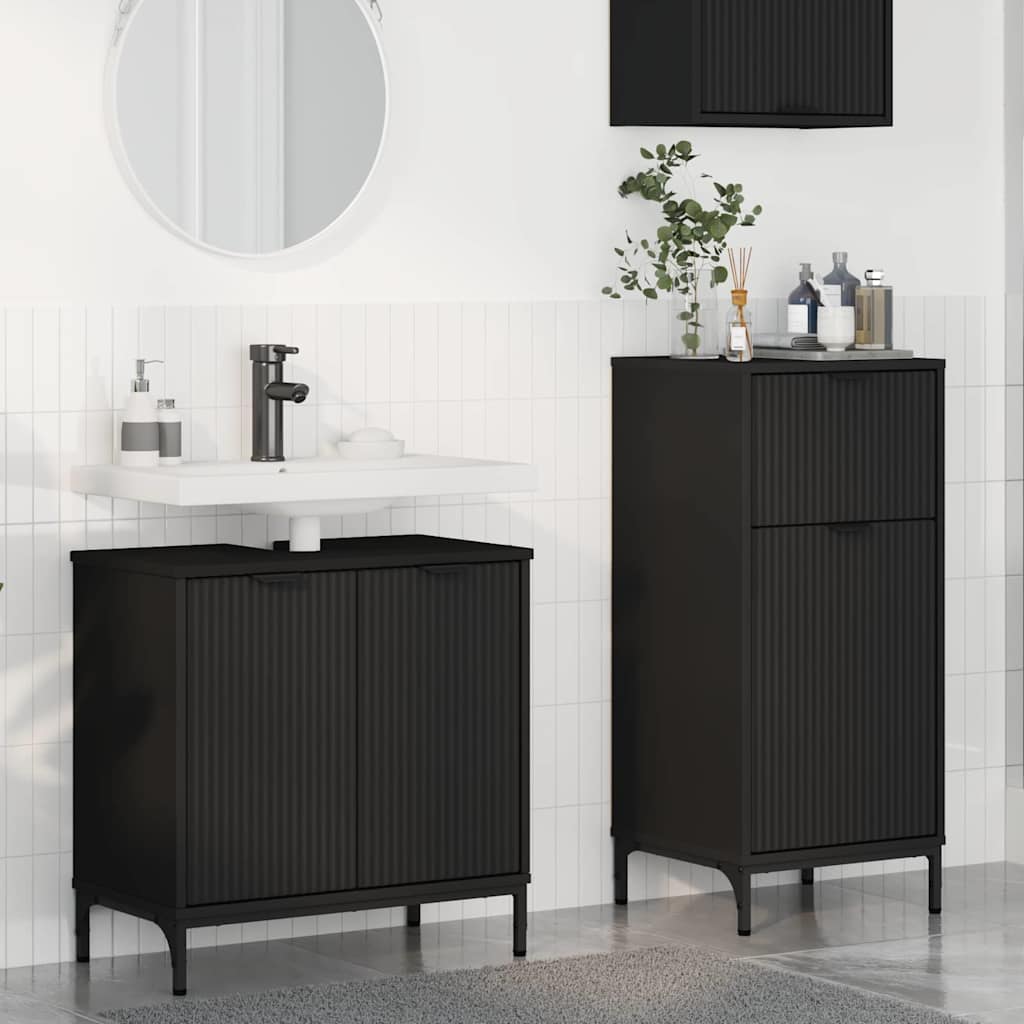 Ensemble de mobilier de salle de bain 2 pc Noir