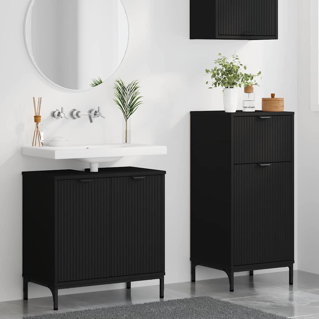 Ensemble de mobilier de salle de bain 2 pc Noir