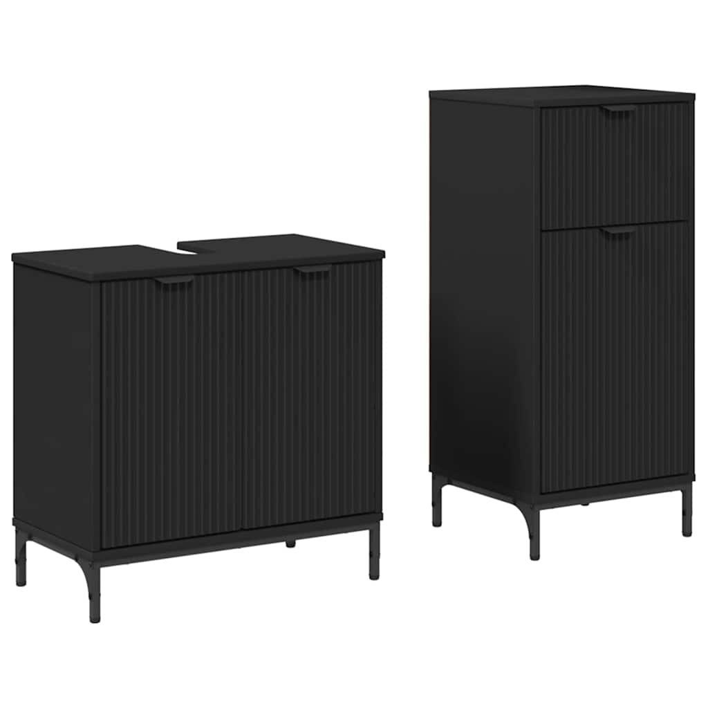 Ensemble de mobilier de salle de bain 2 pc Noir