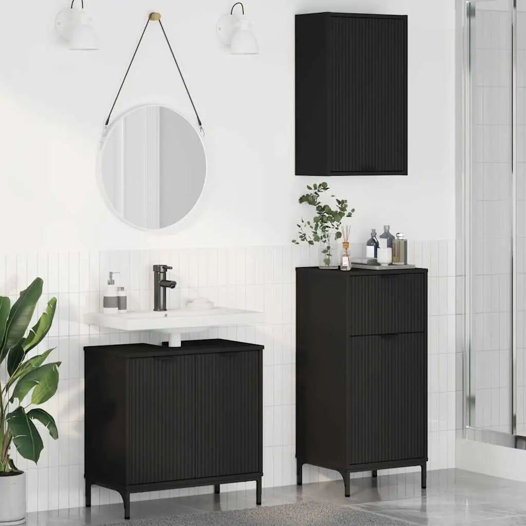 Ensemble de mobilier de salle de bain 3 pc Noir - XIOS