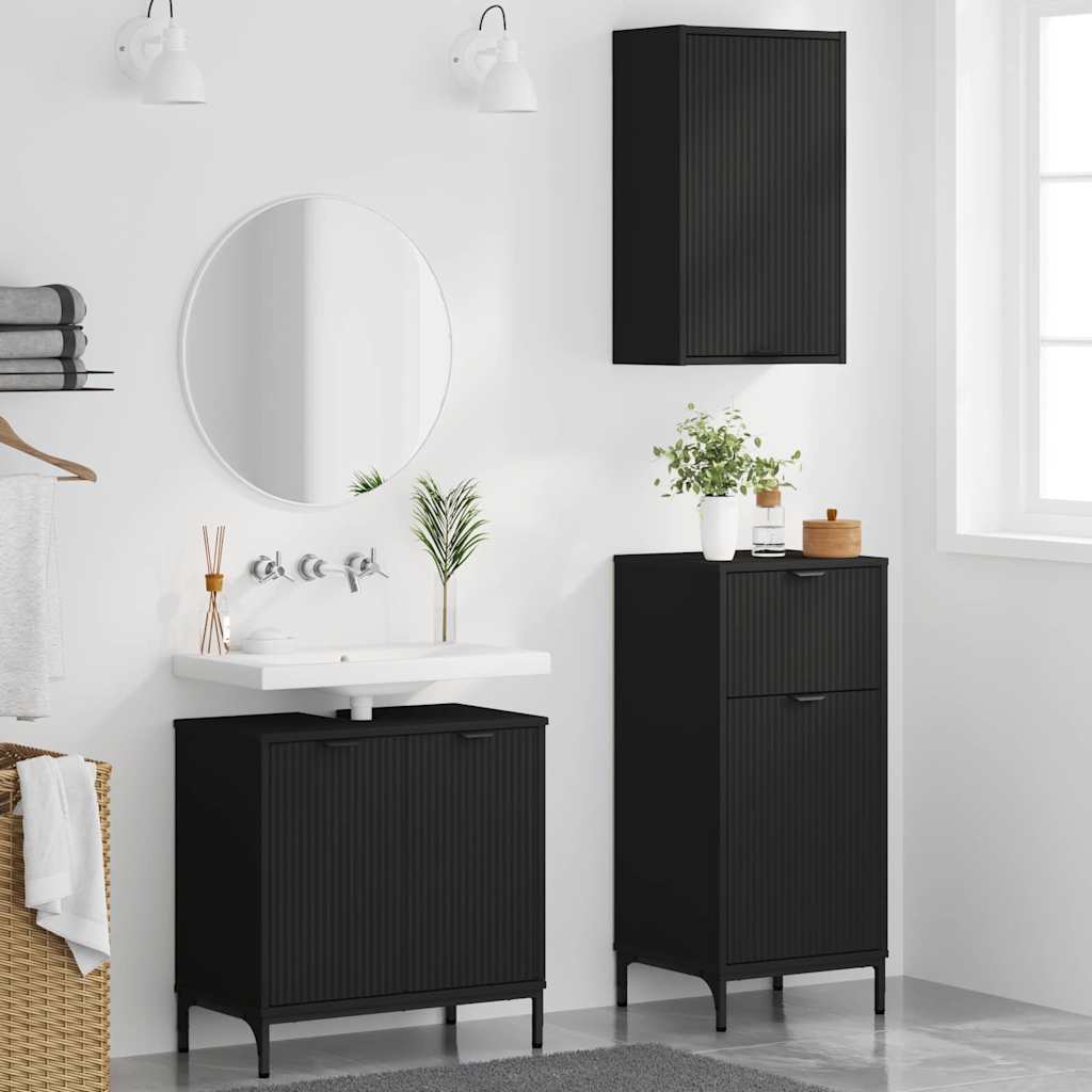 Ensemble de mobilier de salle de bain 3 pc Noir