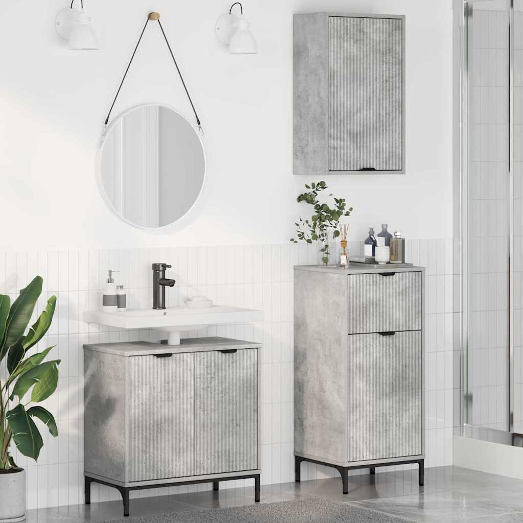 Ensemble de mobilier de salle de bain 3 pièces Gris béton