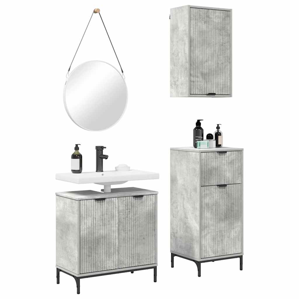 Ensemble de mobilier de salle de bain 3 pièces Gris béton