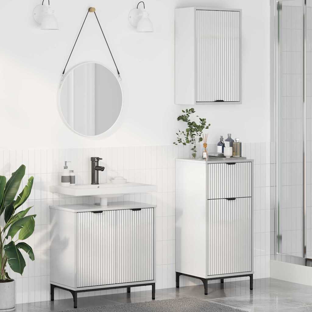 Ensemble de mobilier de salle de bain 3 pc Blanc brillant