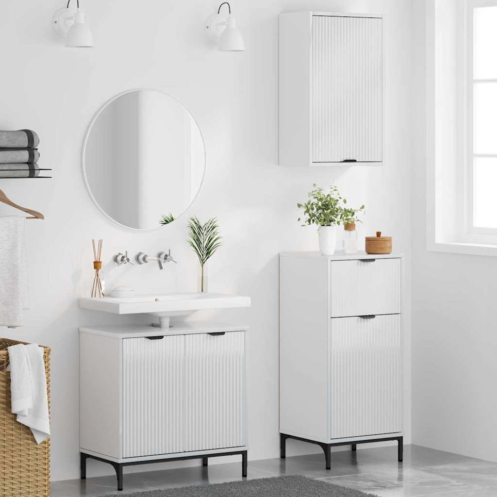 Ensemble de mobilier de salle de bain 3 pc Blanc brillant