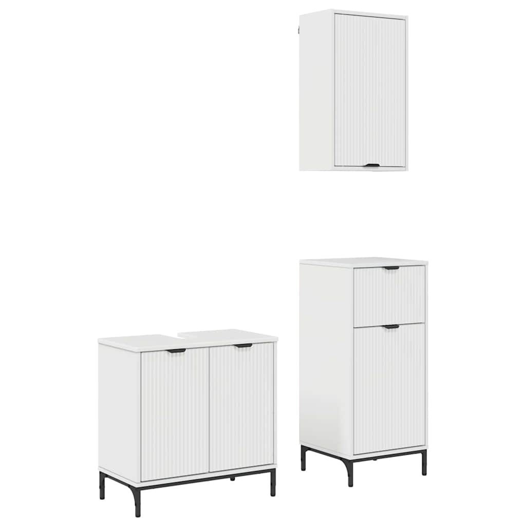 Ensemble de mobilier de salle de bain 3 pc Blanc brillant