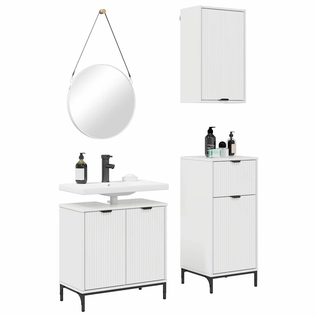 Ensemble de mobilier de salle de bain 3 pc Blanc brillant