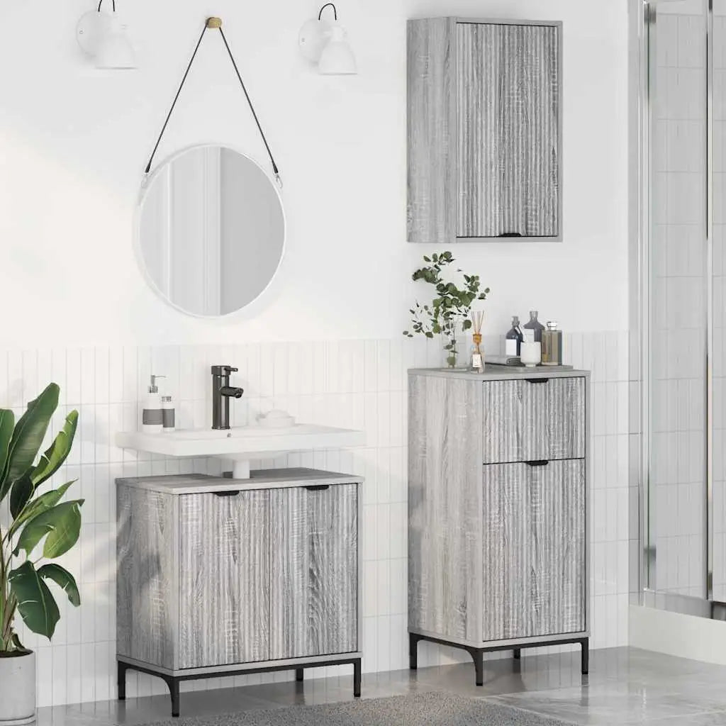 Ensemble de mobilier de salle de bain 3 pièces Gris Sonoma - XIOS