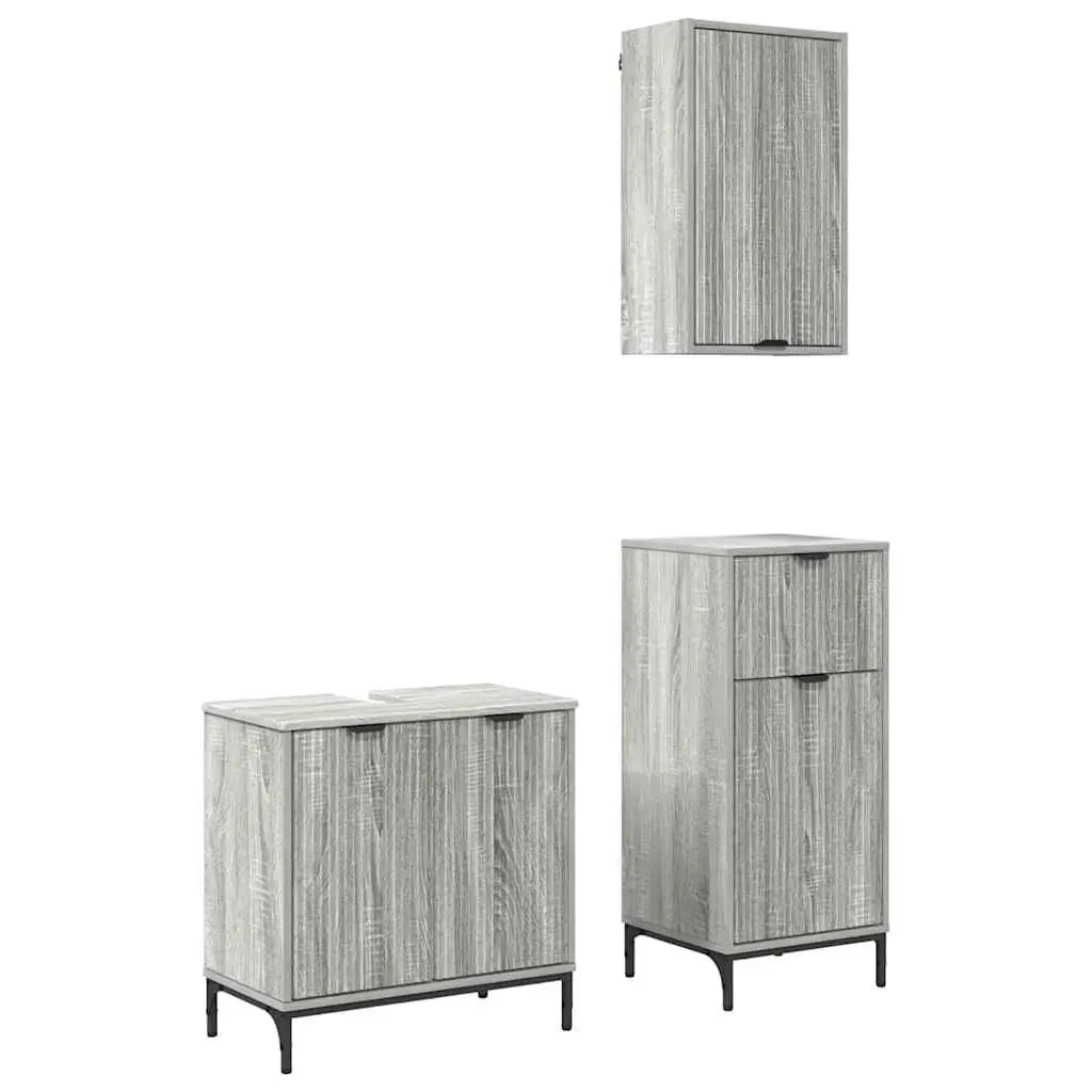 Ensemble de mobilier de salle de bain 3 pièces Gris Sonoma - XIOS