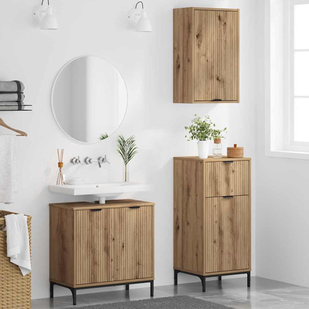 Ensemble de mobilier de salle de bain 3 pc Chêne artisanal
