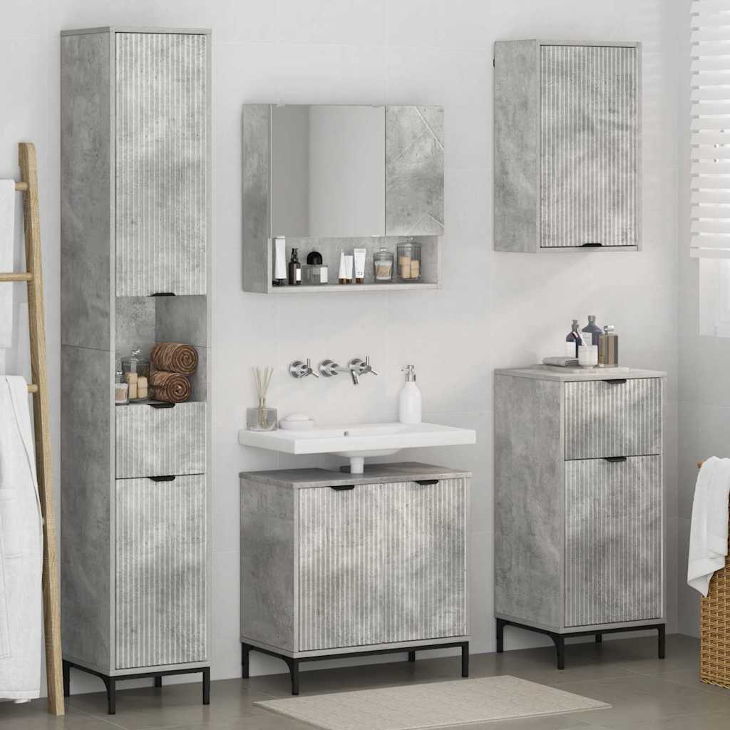 Ensemble de mobilier de salle de bain avec tiroir Gris béton - XIOS