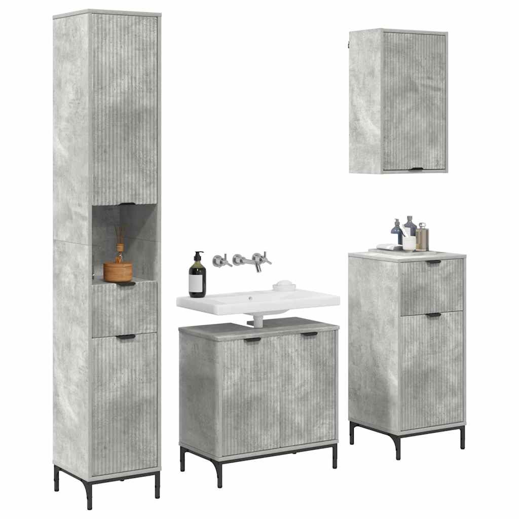 Ensemble de mobilier de salle de bain avec tiroir Gris béton - XIOS