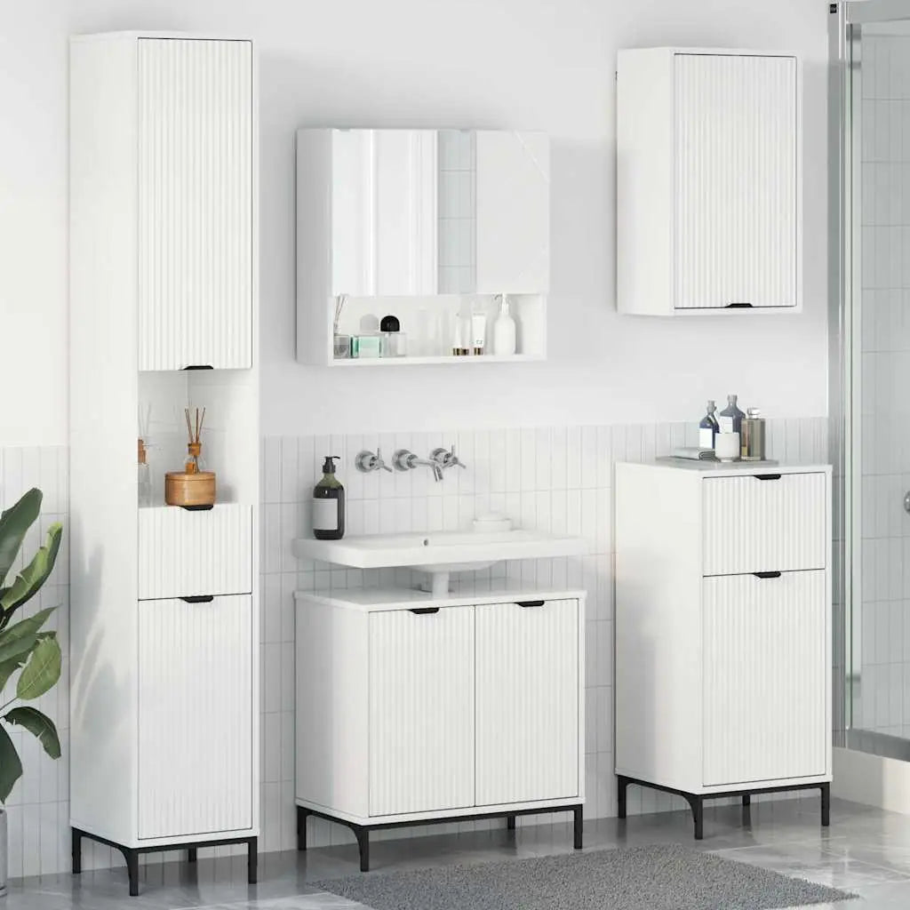 Ensemble de mobilier de salle de bain avec porte Blanc brillant - XIOS