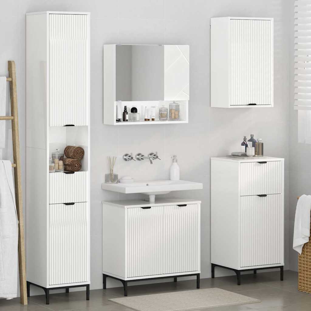 Ensemble de mobilier de salle de bain avec porte Blanc brillant - XIOS