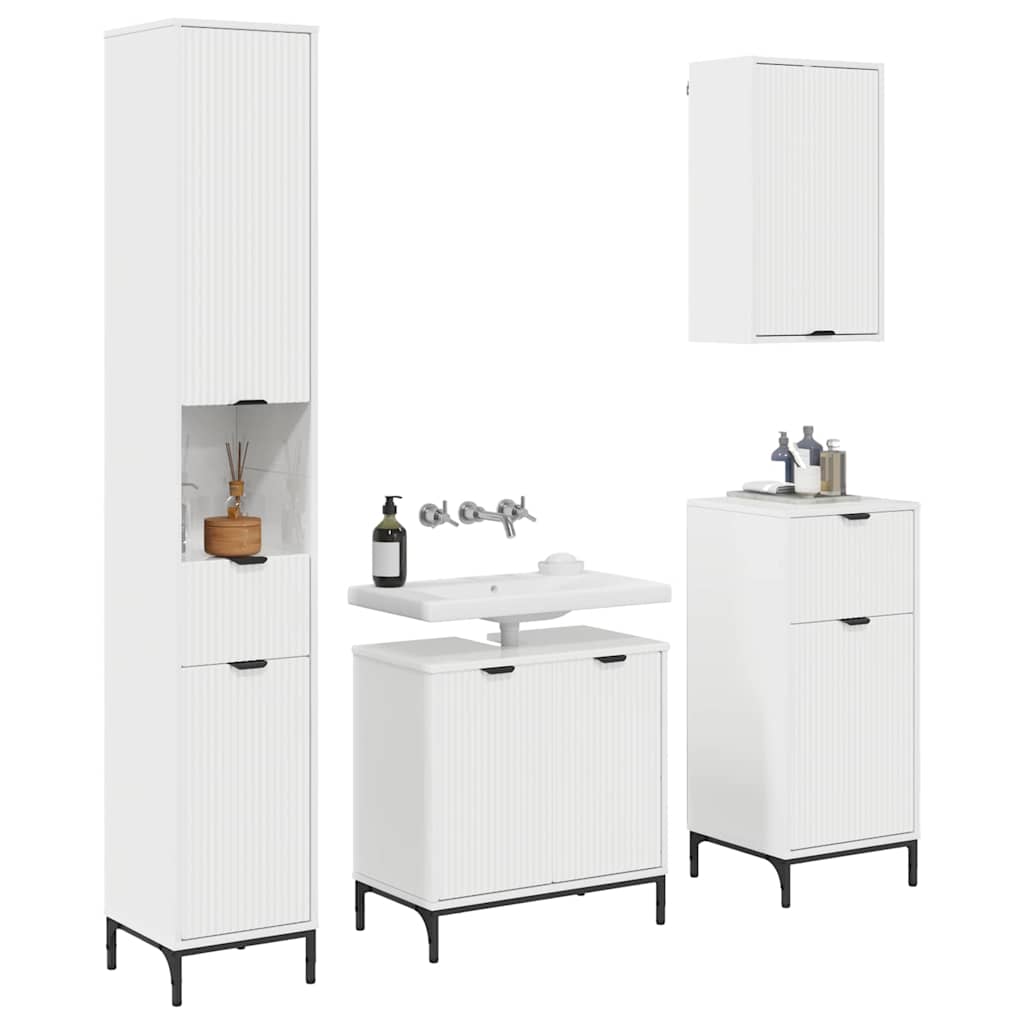 Ensemble de mobilier de salle de bain avec porte Blanc brillant - XIOS
