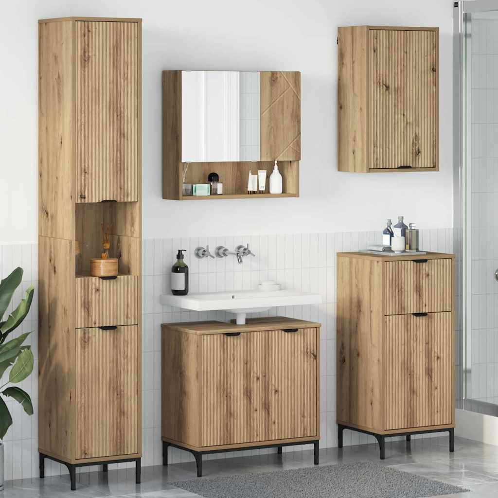 Ensemble de mobilier de salle de bain 4 pc Chêne artisanal - XIOS